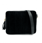 Чанта за през рамо от естествена кожа и велур - керемидено кафява