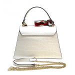 Чанта от естествена кожа с фишу Camelia - бяла