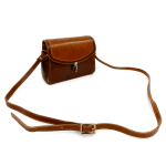 Малка чанта за през рамо от естествена кожа - кафяво/керемидено кафяво