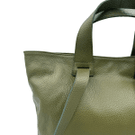 Голяма чанта от естествена кожа с 2 вида дръжки - бежова 