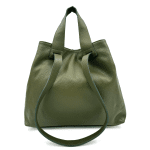 Голяма чанта от естествена кожа с 2 вида дръжки - бежова 