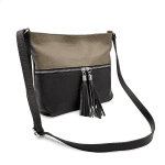Чанта за през рамо от естествена кожа  - светло кафяво/черно