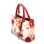 Дамска  чанта от естествена кожа с принт Alika - червена