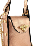 Дамска чантичка с 2 дръжки от естествена кожа Azzurra  - металическо розово 