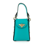 Дамска чантичка с 2 дръжки от естествена кожа Azzurra  - тъмно синьо