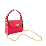 Дамска чантичка с 2 дръжки от естествена кожа Alena  - червена