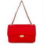 Голяма дамска чанта за през рамо от естествена кожа Alea - червена 