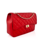 Голяма дамска чанта за през рамо от естествена кожа Alea - червена 