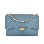 Голяма дамска чанта за през рамо от естествена кожа Alea - светло синя  