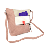 Цветна чанта за през рамо с много джобчета - розова
