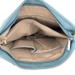 Цветна чанта за през рамо с много джобчета - светло синя