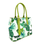 Дамска чанта от естествена кожа с флорален принт 