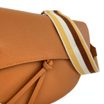 Чанта за през рамо от естествена кожа с 2 дръжки - бежова