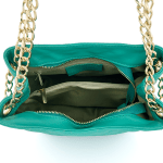 Луксозна дамска чанта от естествена кожа Cremona - зелена