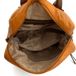 2 в 1 - Раница и чанта с опушен ефект - керемидено кафява