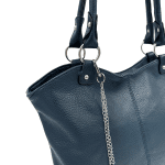 Голяма дамска чанта тип торба - тъмно синя 