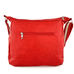 Чанта за през рамо с 2 отделения и много джобчета - червено/бежово