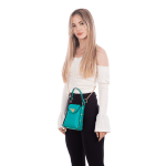 Дамска чантичка с 2 дръжки от естествена кожа Azzurra  - сребриста 