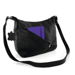 Чанта за през рамо от естествена кожа с преграда - черна 