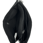 Чанта за през рамо с 3 отделения и цветна дръжка - черна