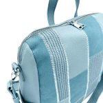 2 в 1 - Раница и чанта с елементи от набук - светло синя