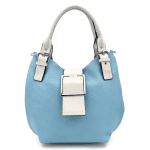 Голяма дамска чанта с регулиращи се дръжки - светло синя