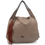 Удобна чанта тип торба с много джобове - светло кафява