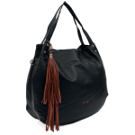 Удобна чанта тип торба с много джобове - черна