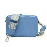 Чанта за през рамо от естествена кожа с 2 дръжки - лилава  