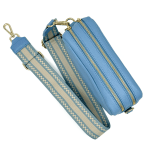 Чанта за през рамо от естествена кожа с крокодилски принт Bella - тъмно синя 