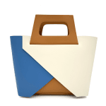 Дамска чанта от естествена кожа Gida - синьо/бежово/керемидено кафяво