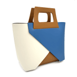 Дамска чанта от естествена кожа Gida - синьо/бежово/керемидено кафяво