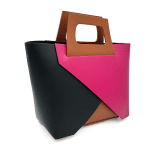 Дамска чанта от естествена кожа Gida - фуксия/бежово/керемидено кафяво