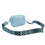 Чантичка за през рамо с цветна дръжка - светло синя