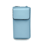 2 в 1 - портмоне и чантичка с цветна дръжка - светло синя