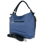 Голяма дамска чанта тип торба - тъмно синьо/сиво 