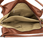 Голяма дамска чанта тип торба - светло кафяво/бежово 