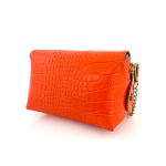 Чанта за през рамо от естествена кожа с бамбукови детайли Sofia - оранжева