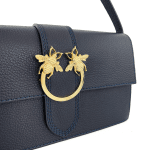 Дамска чанта от естествена кожа с 2 дръжки Zarela - тъмно синя