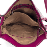 Дамска чанта тип торба със змийски принт - тъмна фуксия 