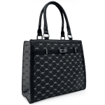 Луксозна дамска чанта с принт - тъмно кафява 