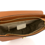 Чанта за през рамо от естествена кожа с 2 дръжки - бежова