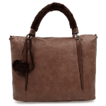 Дамска чанта тип торба с омекотени дръжки - тъмно кафява 