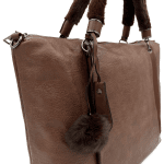 Дамска чанта тип торба с омекотени дръжки - тъмно кафява 