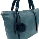 Дамска чанта тип торба с омекотени дръжки - синя 