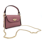 Дамска чантичка с 2 дръжки от естествена кожа Alena  - металическо бордо