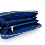 Интересно дамско портмоне с много прегради - тъмно синьо 