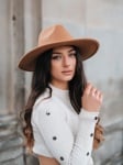 Дамска шапка "Федора" - кафява