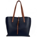Елегантна чанта от естествена кожа Elinora - тъмно синя 