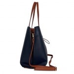 Елегантна чанта от естествена кожа Elinora - тъмно синя 